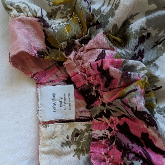 babyGap flowy bold floral long sleeve peasant blouse 0-3 months baby girl - Picture 4 of 7